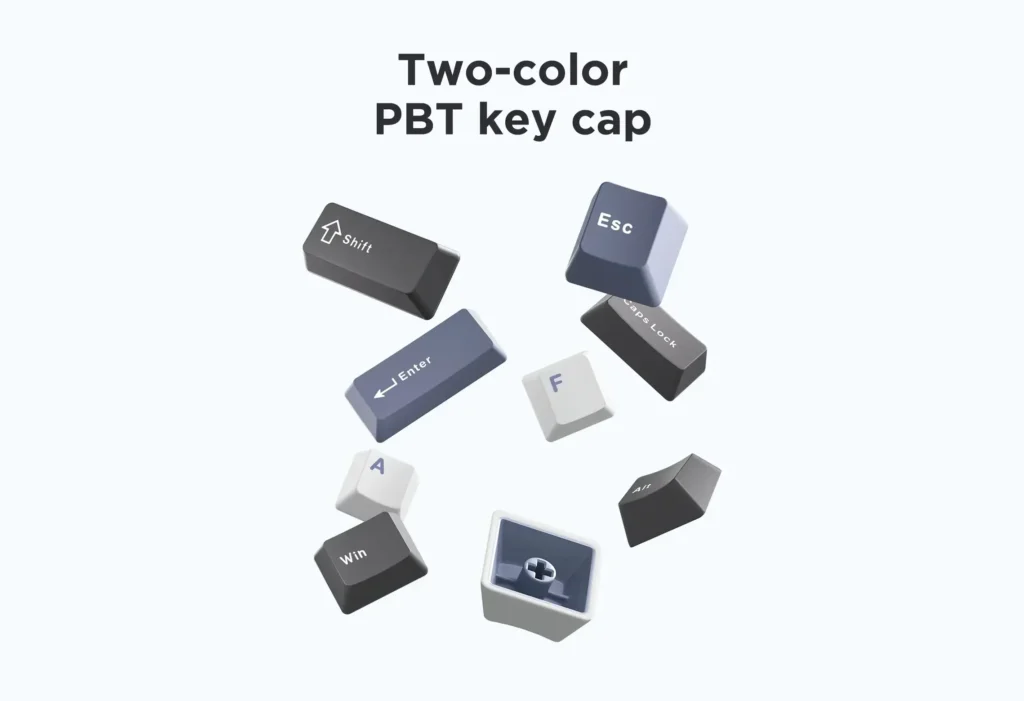 PBT 키캡을 사용한 독거미 F87 Pro 키보드의 제품 설명.