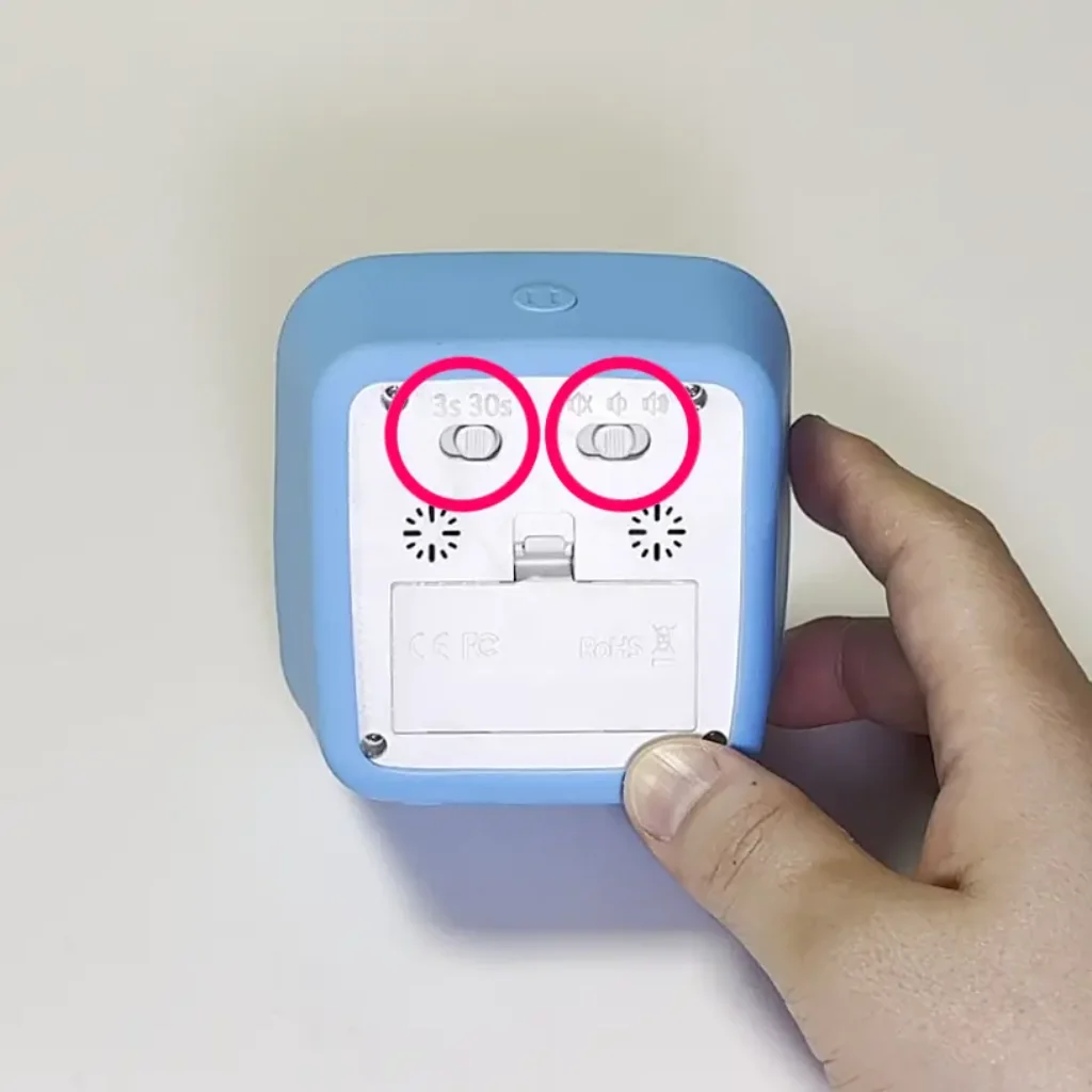 Yunbaoit VT01 뽀모도로 타이머 후면 세팅 스위치